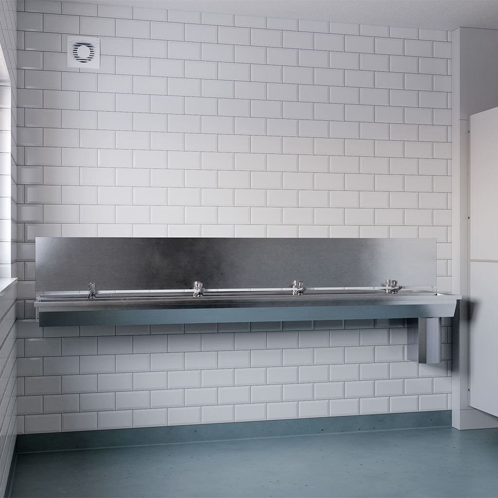 2400mm Stainless Steel Wash Trough with Anti-Vandal Taps