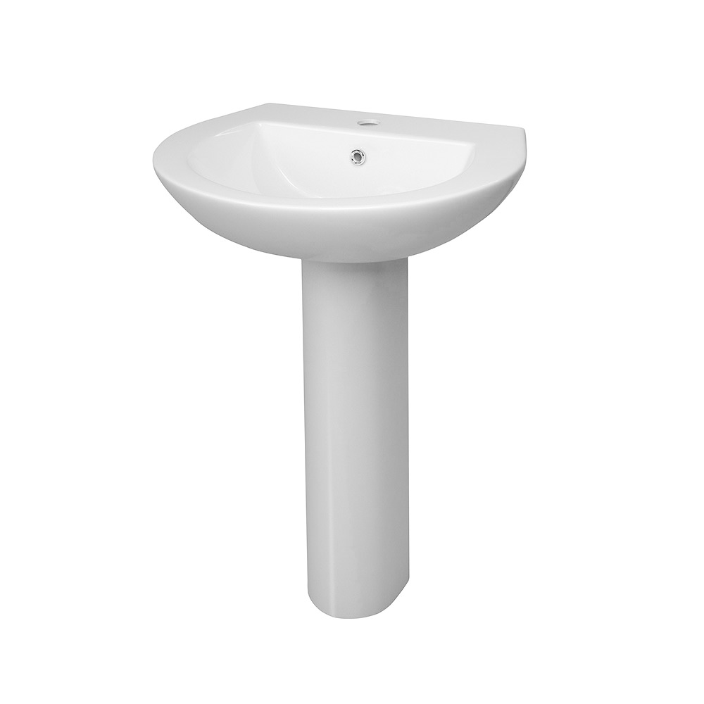 ASTBA1SET - 550mm Basin and Full-Pedestal - 1 Tap Hole
