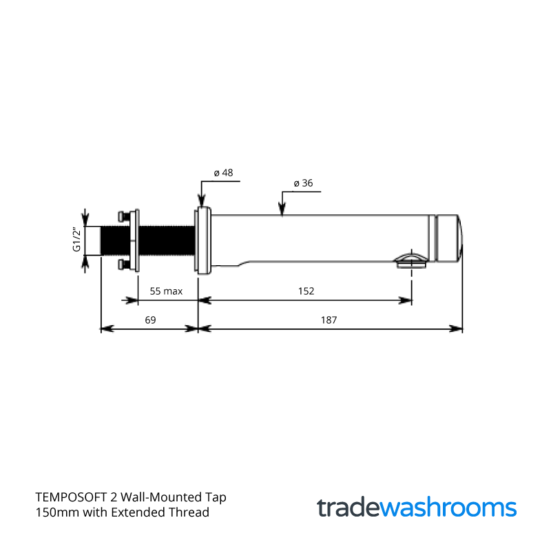741555 - TEMPOSOFT 2 Wall-Mounted Tap with Extended Thread