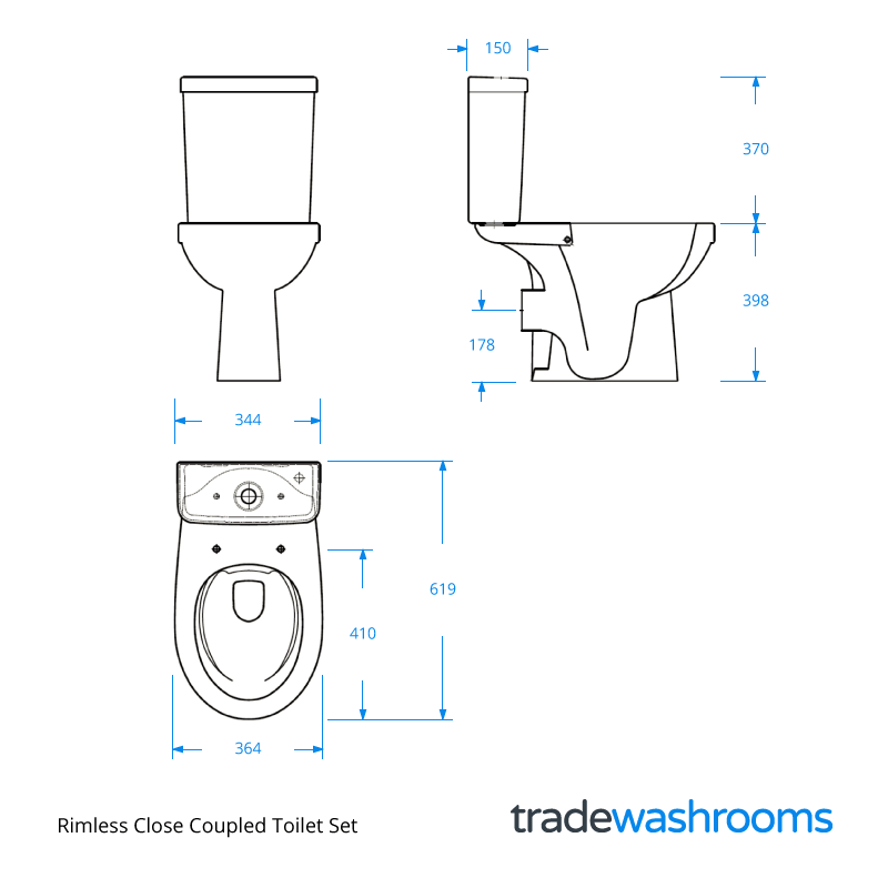 ASWHRIMSPSET - Rimless Close Coupled Toilet Set