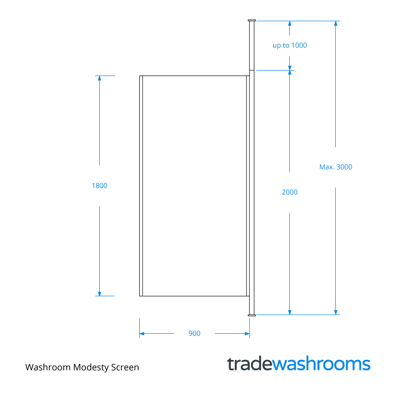 CSMFCMOD - Washroom Modesty Screen Dimensions