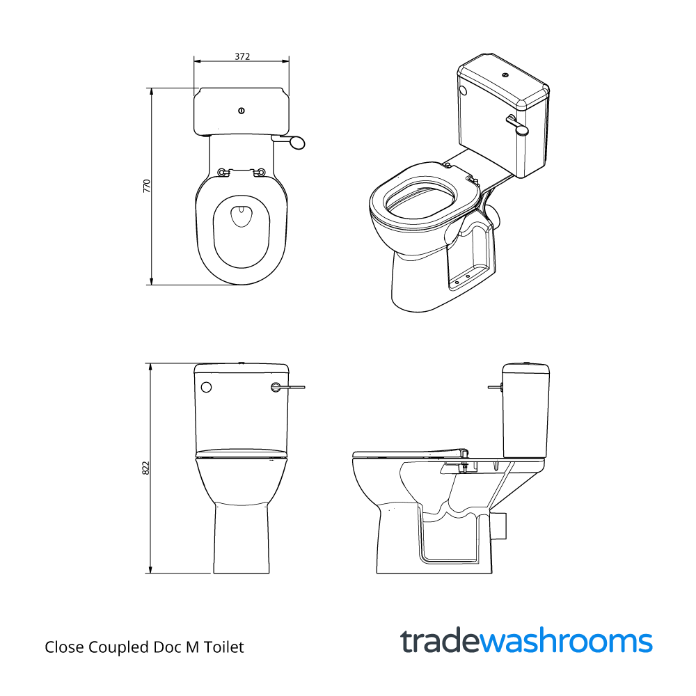 F20-WSLX-XXX - Close-Coupled Doc M Toilet Dimensions