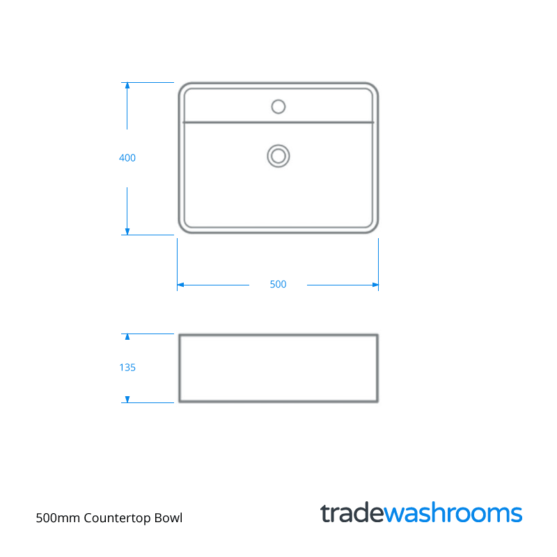 FSB500PSQ - 500mm Countertop Bowl