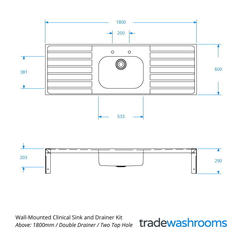 IHSHM180006KIT - Clinical Sink Dimensions