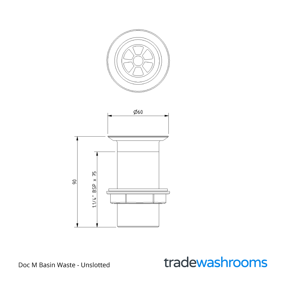 Doc M Basin Waste - P-000245-X00X - Dimensions