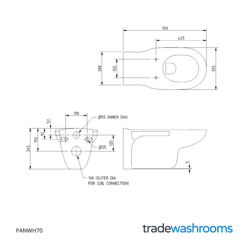 PANWH70 - Dimensions
