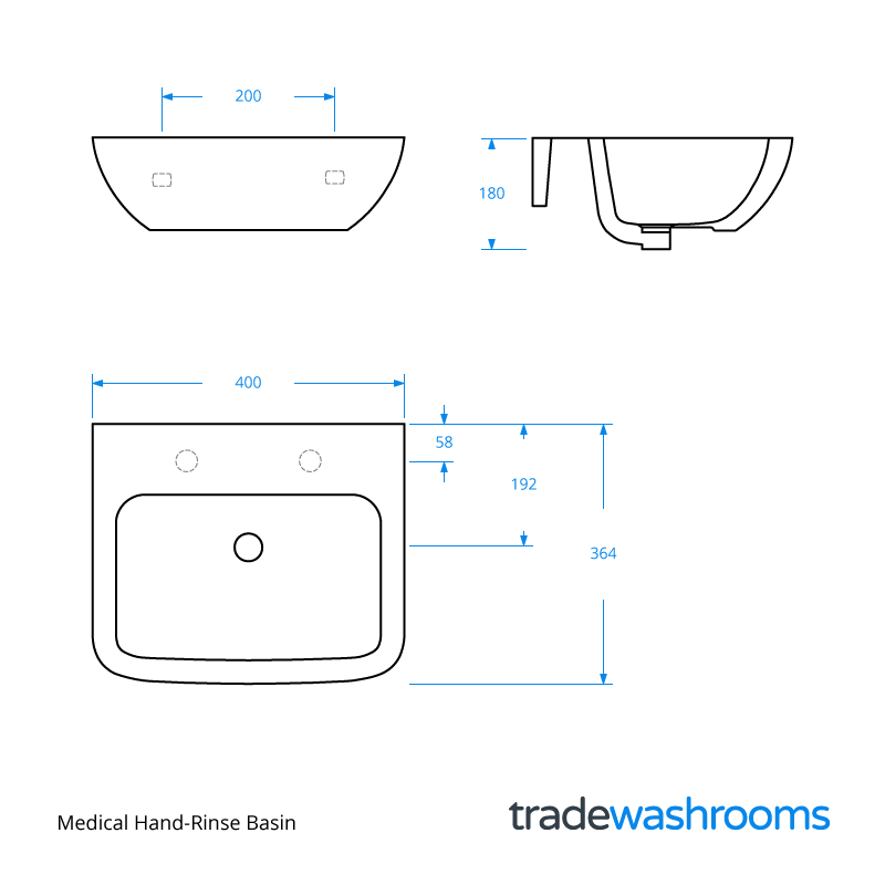 PORT40BA1 - Medical Hand-Rinse Basin Dimensions