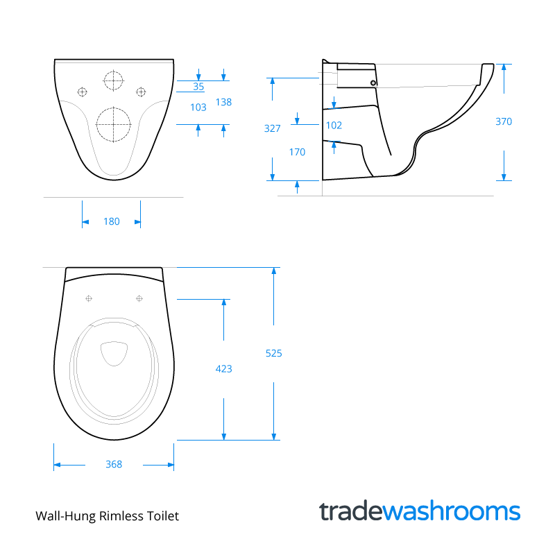 RIMWHWHP - Wall-Hung Rimless Toilet