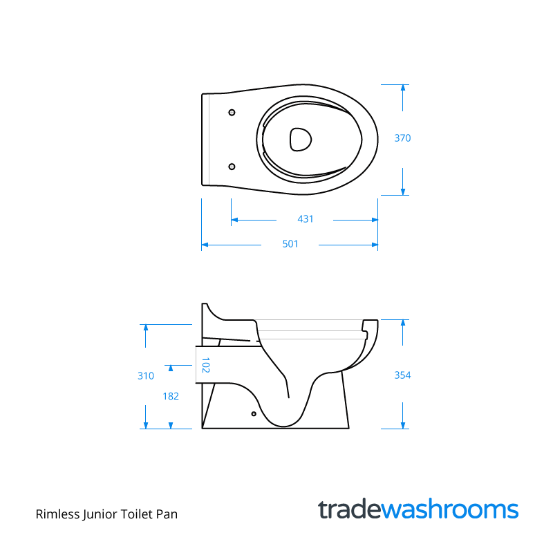 Rimless Junior School Toilet Pan - SC35BTWRIM