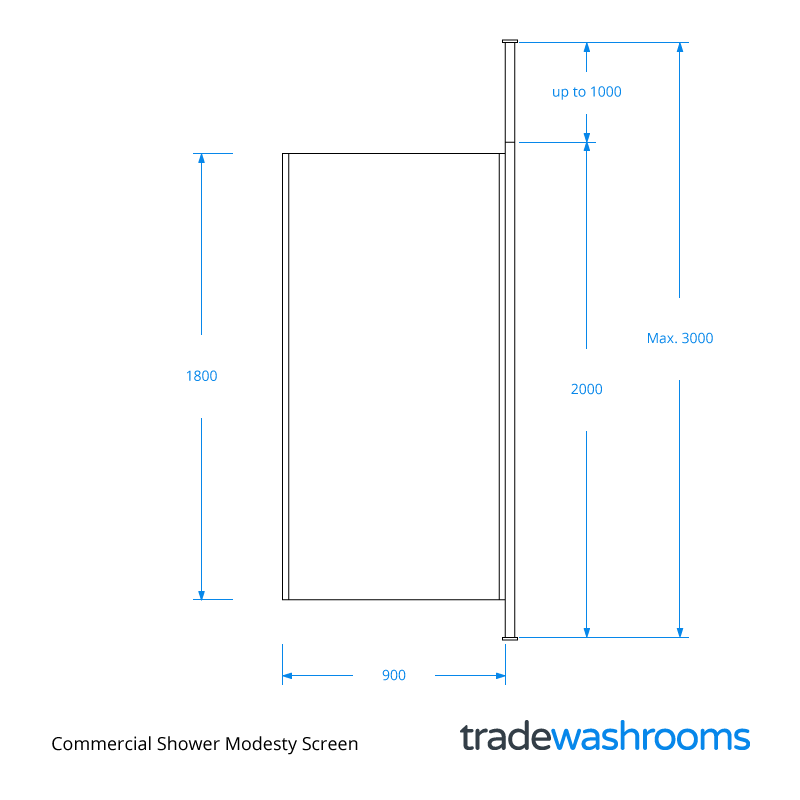 SGMODEST - Shower Modesty Screen Dimensions