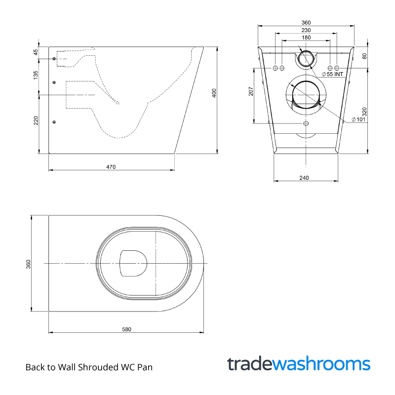 URV135 - Back to Wall Shrouded WC Pan