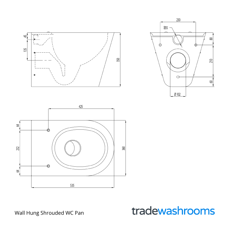 URV131 - Wall Hung Shrouded WC Pan
