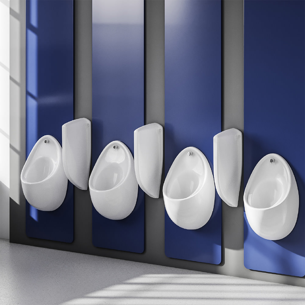 Concealed Trap Urinals with Ceramic Dividers