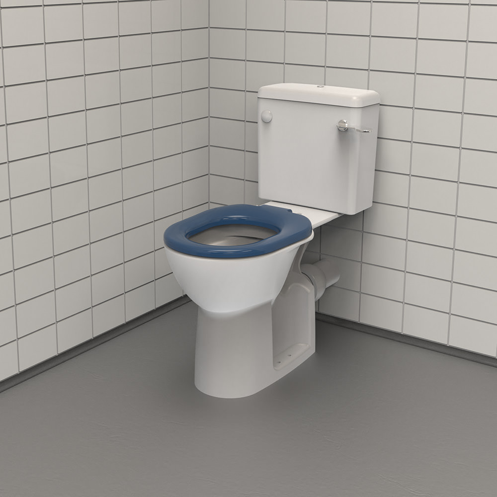 Doc M Close Coupled Toilet with Dark Blue Toilet Seat - F20-WSLX-XXX-DB