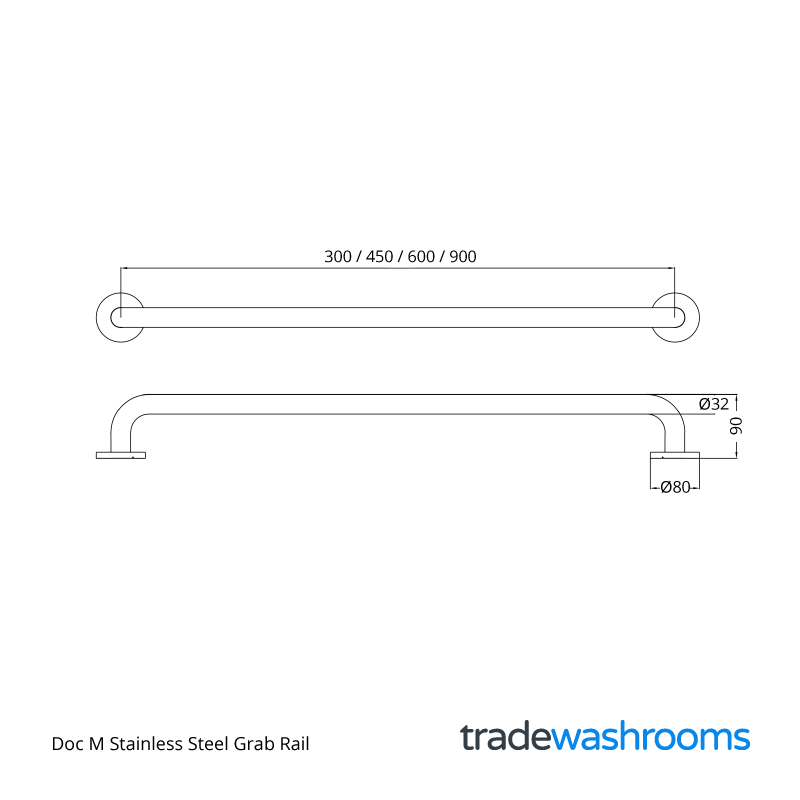 Stainless Steel Grab Rail Sizes