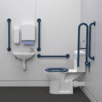 Close Coupled Doc M Toilet Pack with Dark Blue Grab Rails - F20-CCLX-MSC-DB