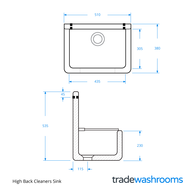 High Back Cleaners Sink - CLEANH20SET