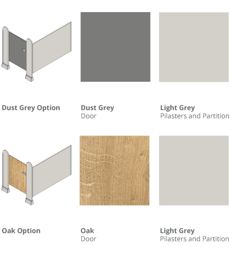 Infant Toilet Cubicle Colour Options - Dust Grey or Oak