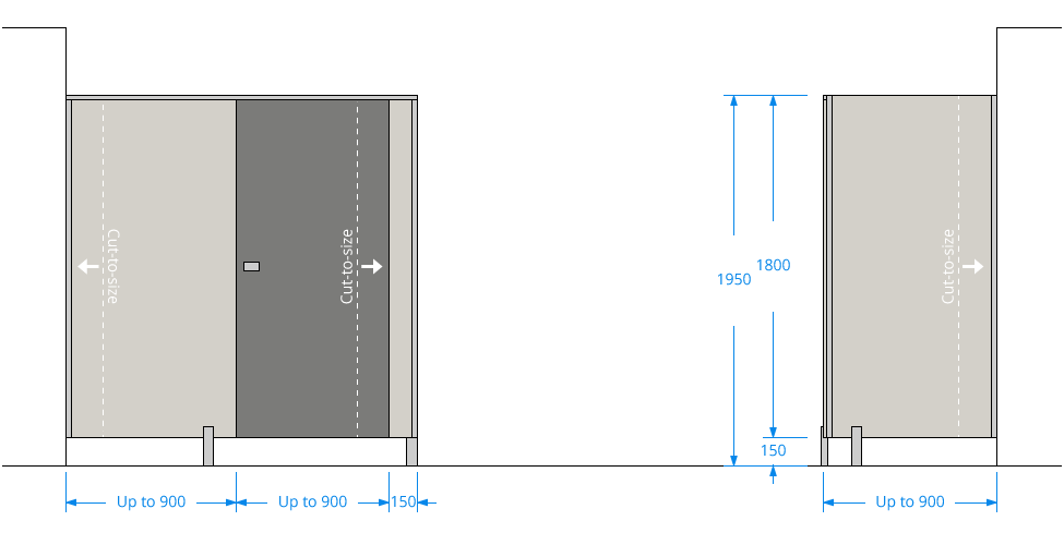 Inline Toilet Cubicle with Return-End
