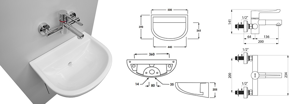 IPS Basin and Tap Dimensions