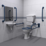 Low-Level Doc M Toilet Pack with Dark Blue Grab Rails