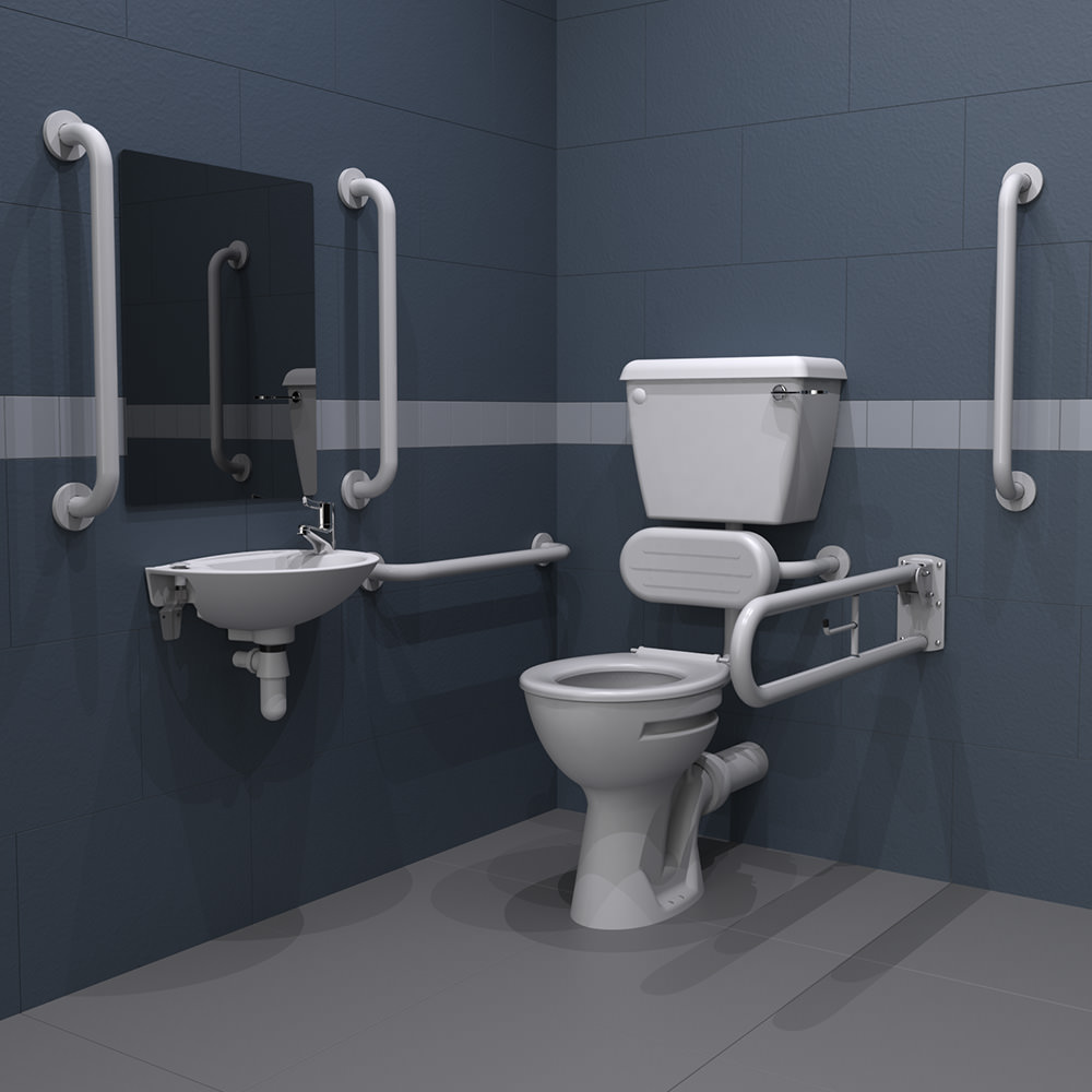 Low-Level Doc M Toilet Pack with White Grab Rails