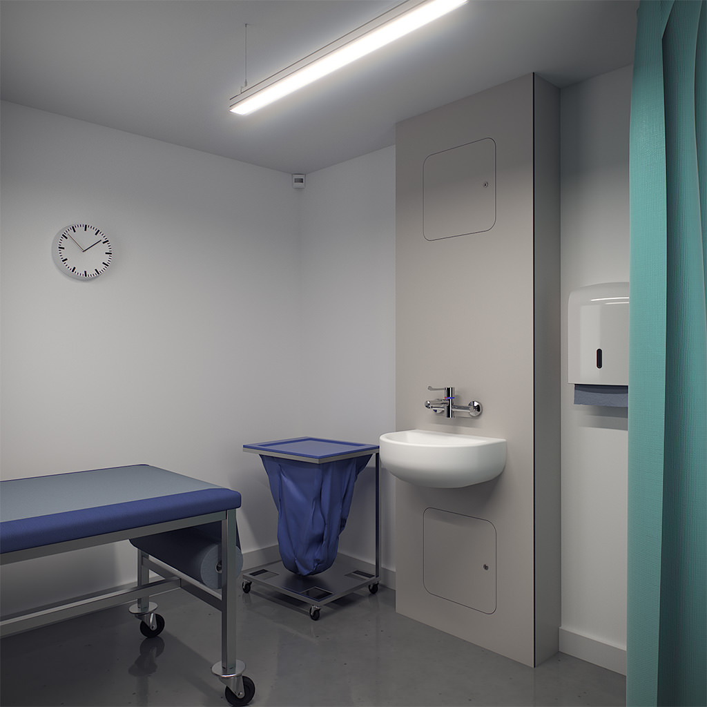 Hospital Examination Room with Grey Clinical Wash Hand Basin Unit from Trade Washrooms