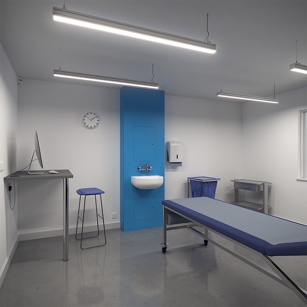 Healthcare Treatment Room with Clinical Basin IPS in Blue from Trade Washrooms