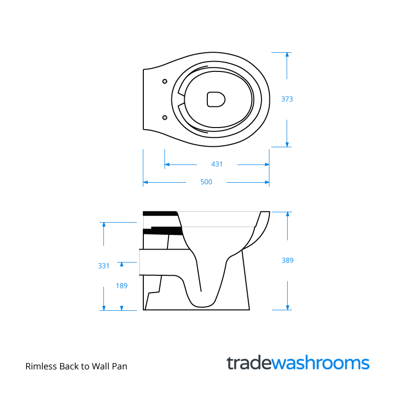 Rimless Back to Wall Pan - RIM50BTWPA