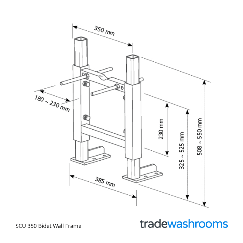 SCU 350 Wall-Hung Toilet Frame - Dimensions