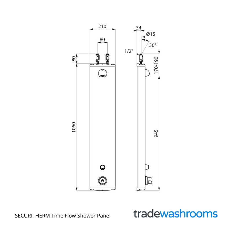 SECURITHERM Time Flow Shower Panel - Sizes