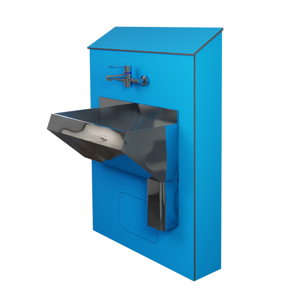 Single-User Scrub-Up Trough - Half-Height IPS in Blue