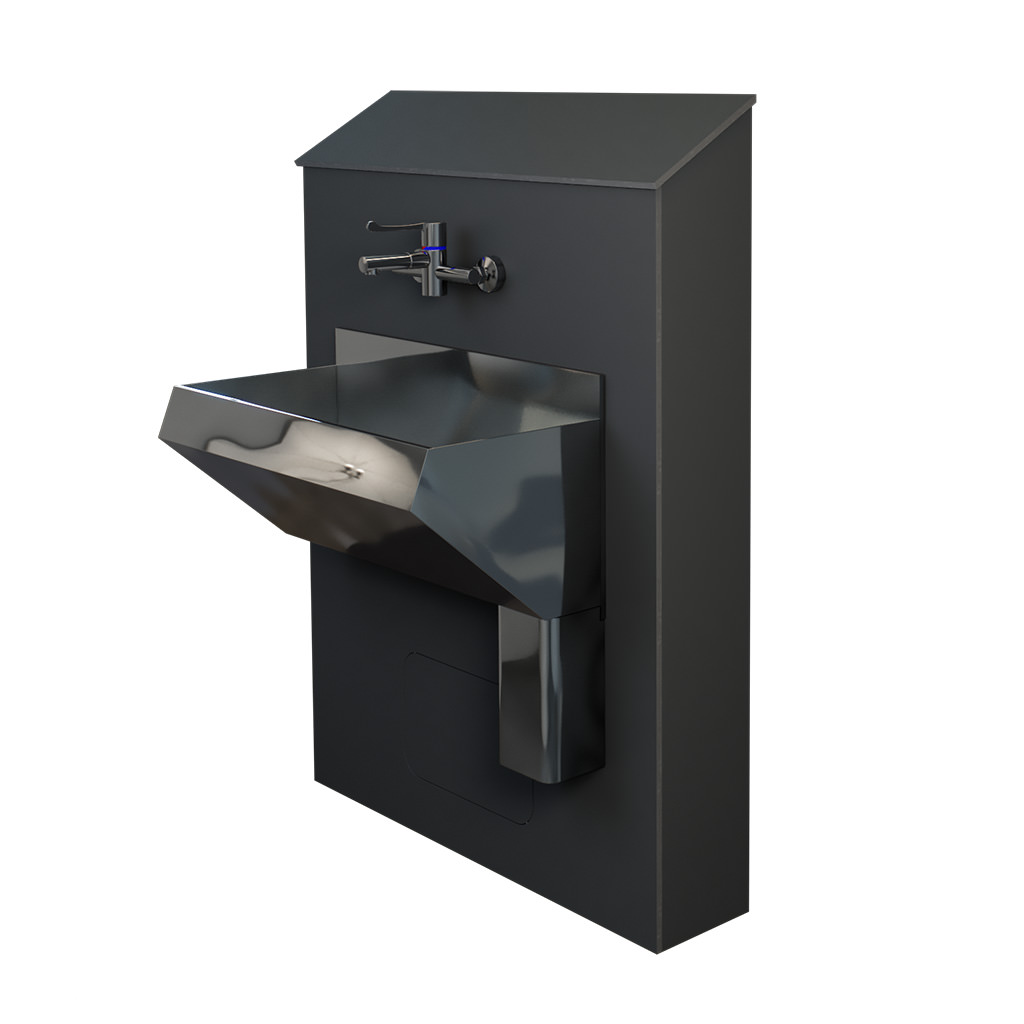 Single-User Scrub-Up Trough - Half-Height IPS in Dark Grey