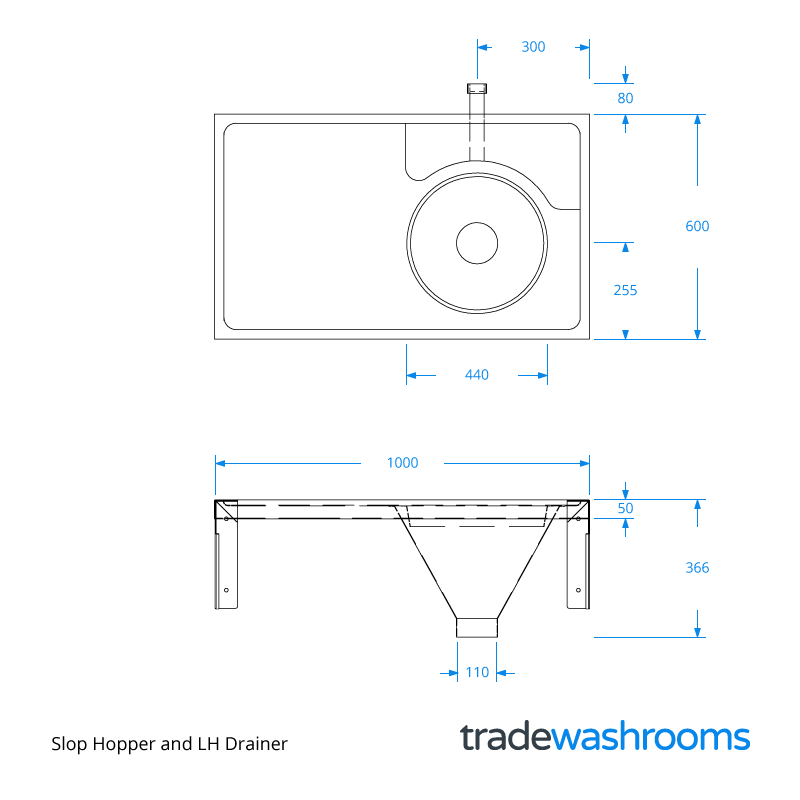 Slop Hopper and LH Drainer Dimensions