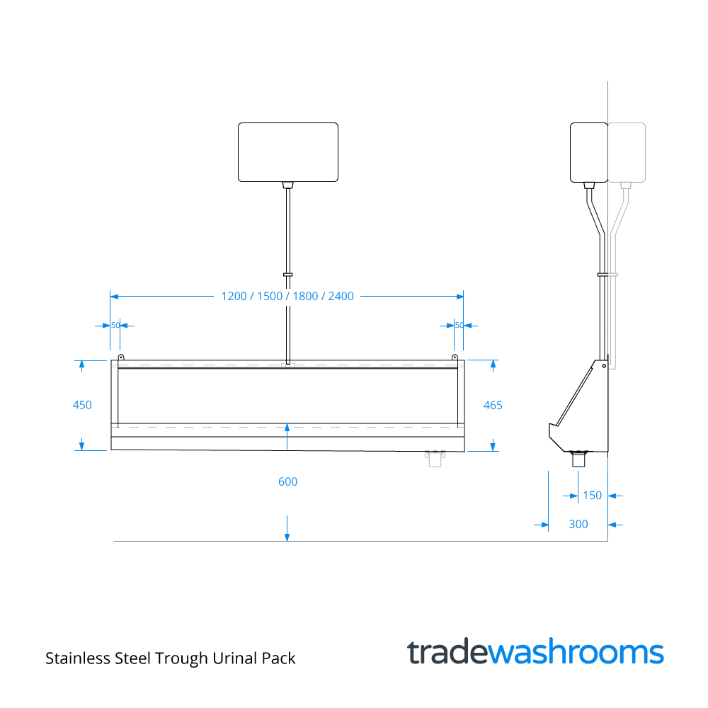 Stainless Steel Trough Urinal Dimensions