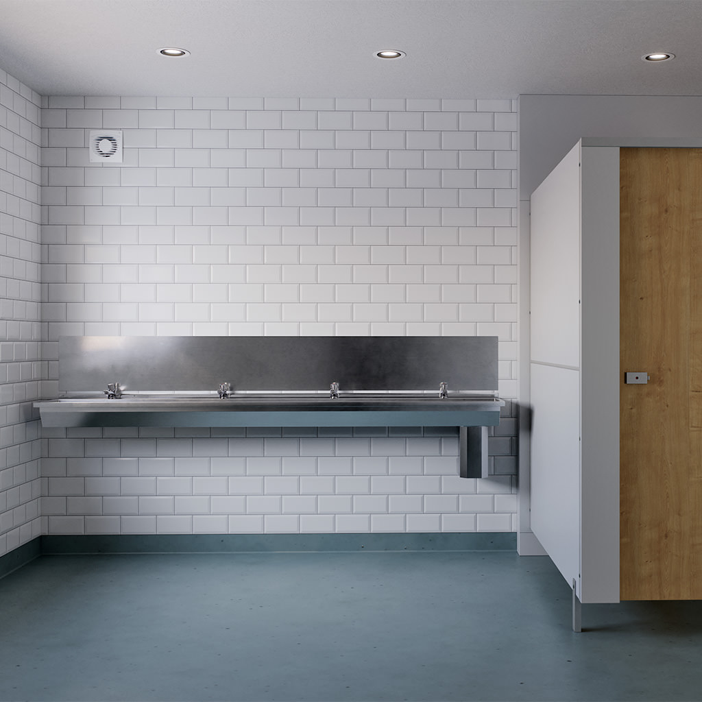 Stainless Steel Wash Trough in Office Toilets