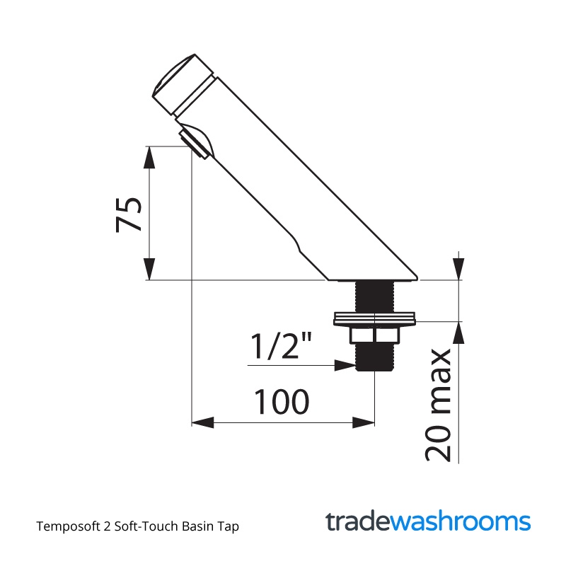 Temposoft 2 Basin Tap - Dimensions