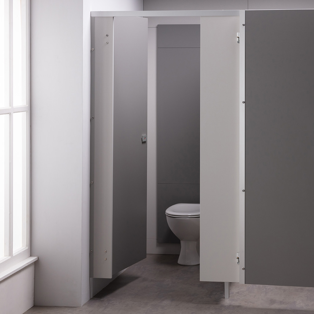 Toilet Cubicle Door Pack - Dust Grey - Open Door