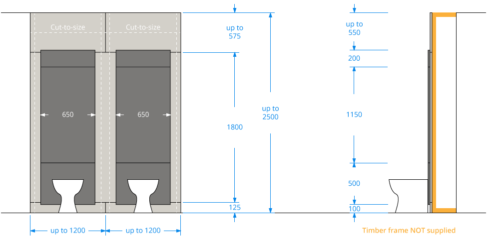 Toilet IPS Panel Dimensions
