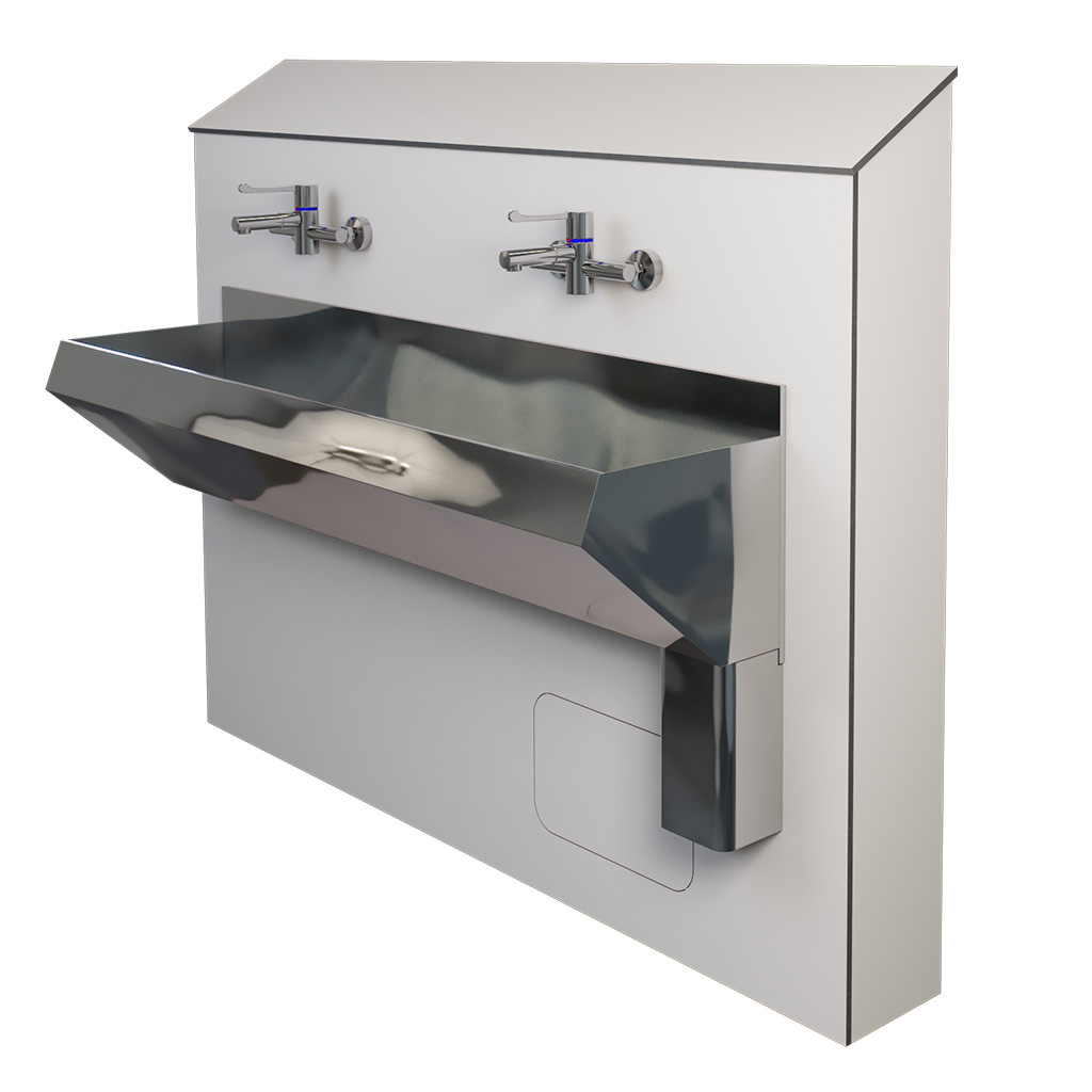 Two-Person Scrub-Up Trough - Half-Height IPS in Grey