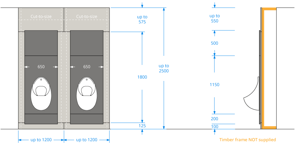Urinal IPS Panel Dimensions